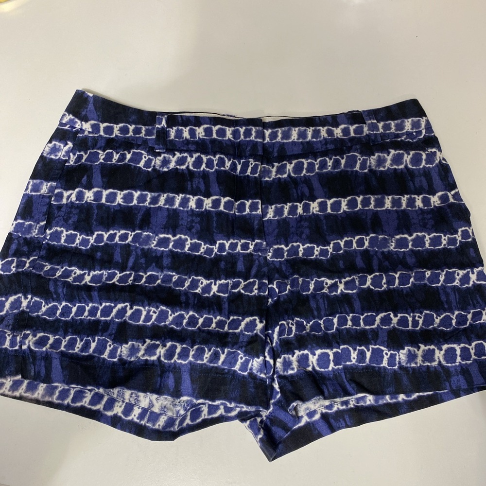 Preppy Nautical Geometric J Crew Womens Chino Shorts 100% Cotton 8 Blue‎ Summer